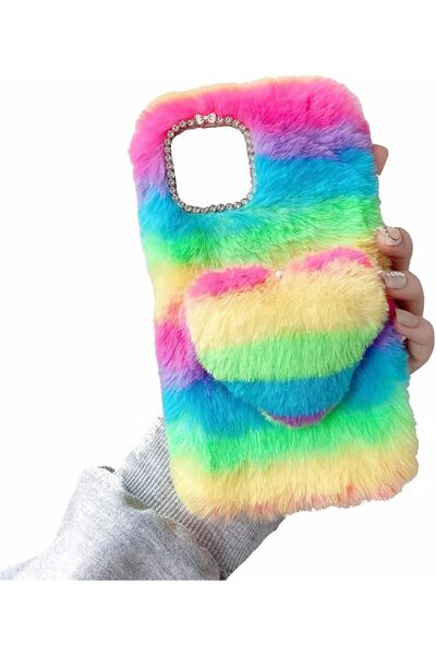 GENERAL Cute Fluffy Colorful Case for Samsung Galaxy A02S,Girls Women Furry R...