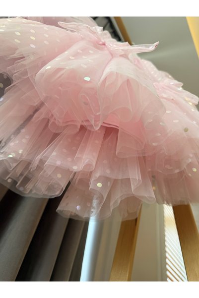 Baby Aden Babyaden Colorful Polka Dot Patterned Flared Tulle Baby Girl Dress