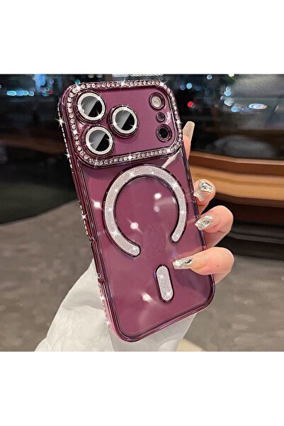 m.tk moveteck iPhone 18 Pro Uyumlu Kılıf Taşlı Kamera Lens Korumalı Magsafe Ş...