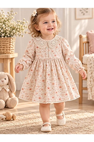 Gubi Kids DANTEL YAKALI KRİNKIL BEBEK ELBİSE