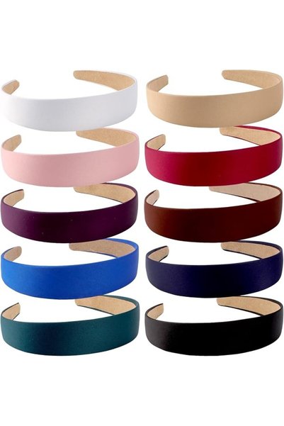 SYOSI 10 Pack Satin Headbands 1.3 Inch Wide Headband for Women Headband Non S...