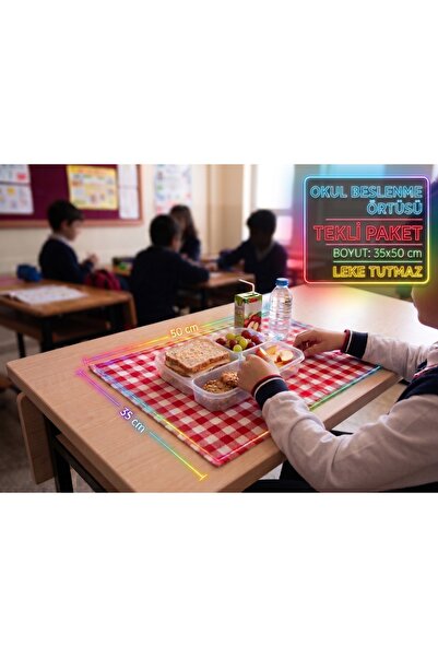 Rannamoda Tek Adet Beslenme Örtüsü 35x50 cm – Yıkanabilir, Leke Tutmayan Okul...