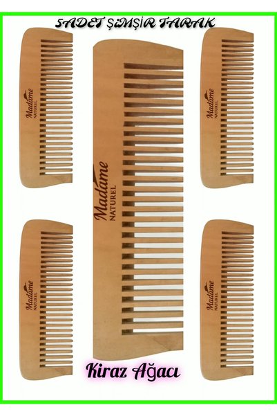 MADAMENATUREL 5-Piece Wooden Wide-Tooth Comb Set (Water-Resistant Cherry Wood...