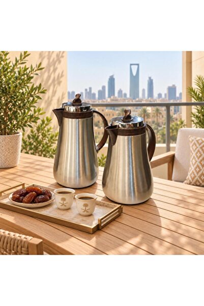 laverahome طقم ترامس ضيافة مزدوجة بتصميم عصري |