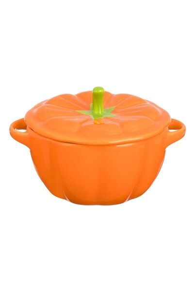 OEM Bol Dovleac cu Capac Ceramic Portocaliu 450ml - Accesorii Toamna Bucatari...