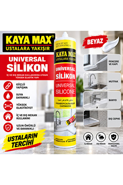 KAYA MAX Universal Silikon Beyaz – Suya Dayanıklı, Elastik ve Çok Amaçlı Sili...