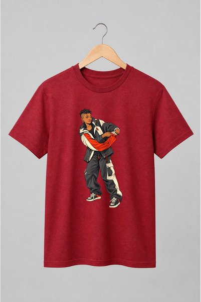 Generic Brand Tricou unisex cu Femeie cu păr creț în stil streetwear