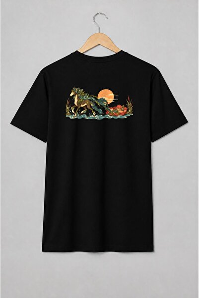 Generic Brand Tricou unisex cu Cal mitologic acvatic în stil fantasy