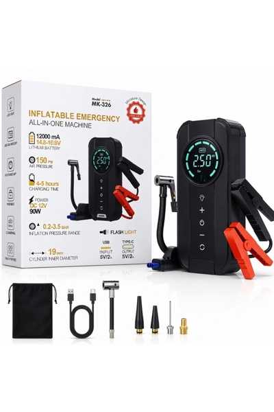 Generic Brand MK-326 4-in-1 Portable Inflatable Emergency Jump Starter And Ai...