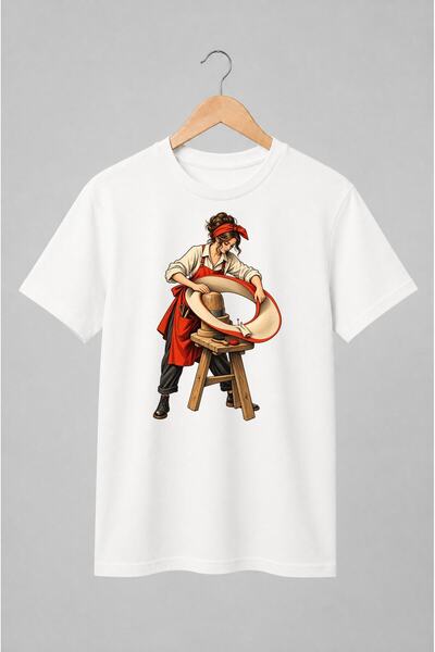 Generic Brand Tricou unisex cu Croitoreasă în atelier vintage