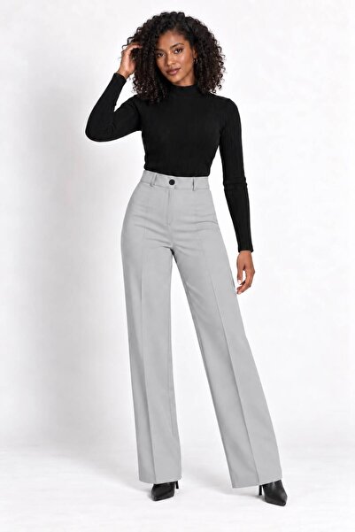Kadın Yüksek Bel Toparlayıcı Ön Dikiş Detaylı Bootcut Kumaş Pantolon