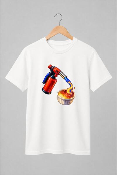 Generic Brand Tricou unisex cu Torță culinară și crème brûlée pop-art