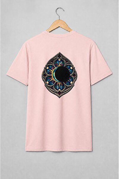 Generic Brand Tricou unisex cu Eclipsă solară în rozetă gotică