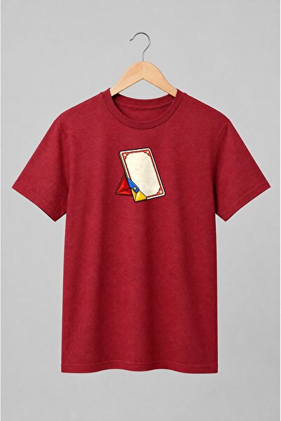 Generic Brand Tricou unisex cu Carte de joc ilustrată stil retro