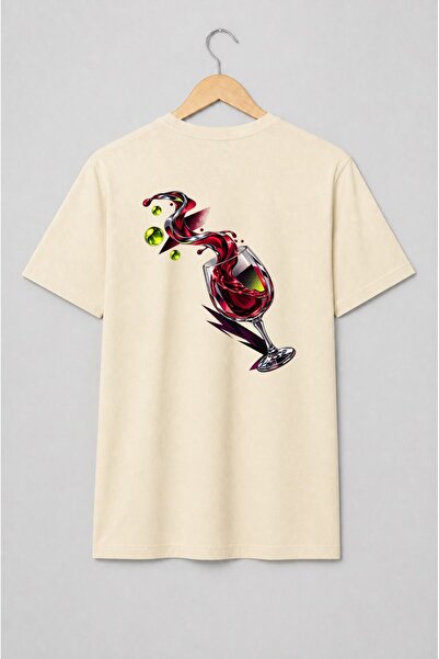 Generic Brand Tricou unisex cu Pahar cu băutură roșie pop art