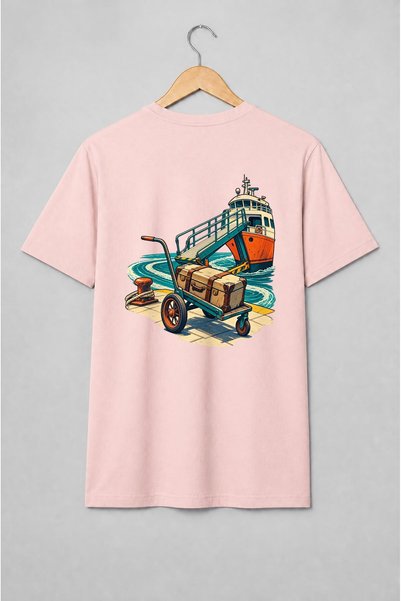 Generic Brand Tricou unisex cu Vapor cu cufăr de călătorie vintage