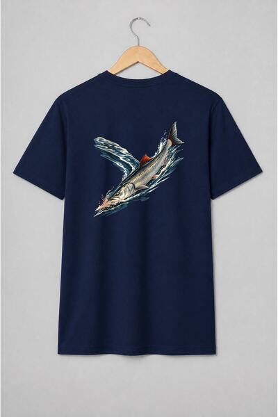 Generic Brand Tricou unisex cu Pește argintiu în săritură pentru pescuit sportiv