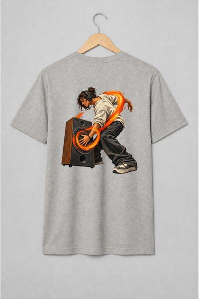 Generic Brand Tricou unisex cu Ascultător cu căști și difuzor stil urban