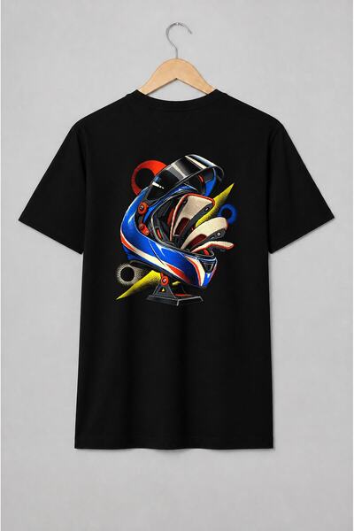 Generic Brand Tricou unisex cu Cască de motocicletă pop art