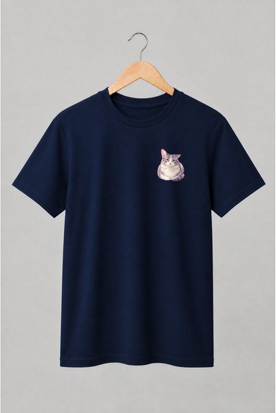 Generic Brand Tricou unisex cu Pisică tricoloră cu ochi albaștri pentru iubit...