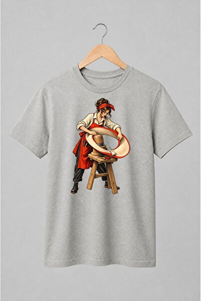 Generic Brand Tricou unisex cu Croitoreasă în atelier vintage