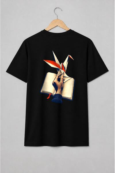 Generic Brand Tricou unisex cu Cocor origami și jurnal deschis pentru journaling