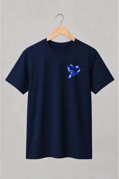 Generic Brand Tricou unisex cu Inimă din panglică albastră romantică
