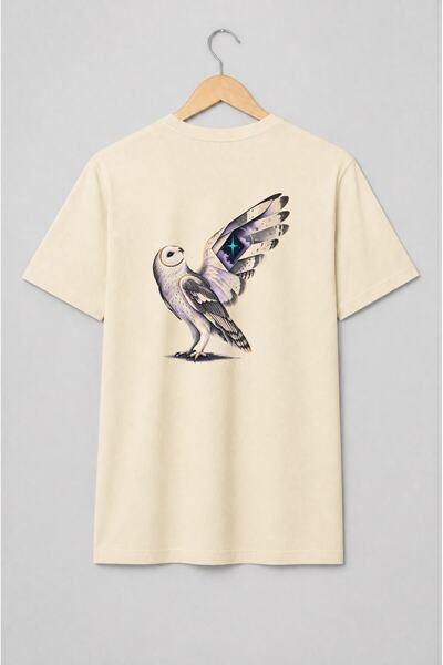 Generic Brand Tricou unisex cu Bufniță cosmică cu aripă ridicată, stil mistic