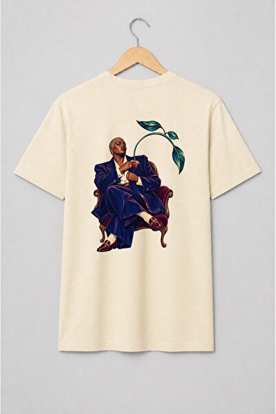 Generic Brand Tricou unisex cu Femeie cu cireașă și ramură botanică retro