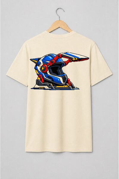 Generic Brand Tricou unisex cu Motocicletă futuristă pixel art