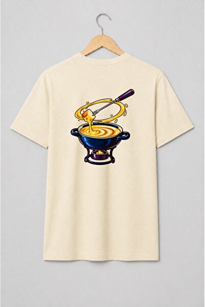 Generic Brand Tricou unisex cu Fondue cu brânză topită stil pop art