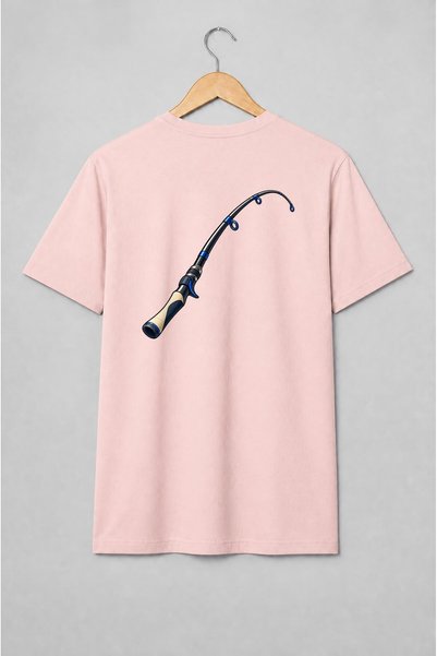 Generic Brand Tricou unisex cu Lansetă de pescuit stil ilustrat