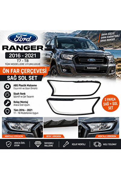 DBR OTOMOTİV Ford Ranger Ön Far Çerçevesi Sağ Sol Set Siyah 2016-2021