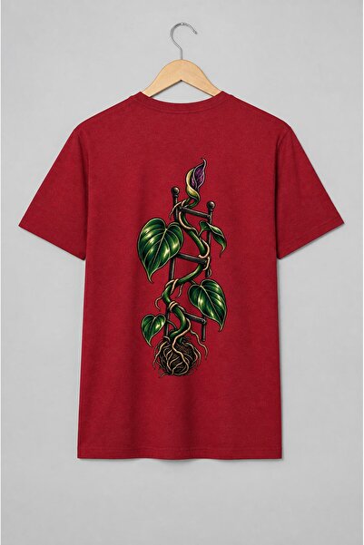 Generic Brand Tricou unisex cu Plantă cățărătoare pe spalier ilustrație botanică