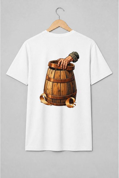 Generic Brand Tricou unisex cu Butoi de lemn cu mâna meșterului stil rustic
