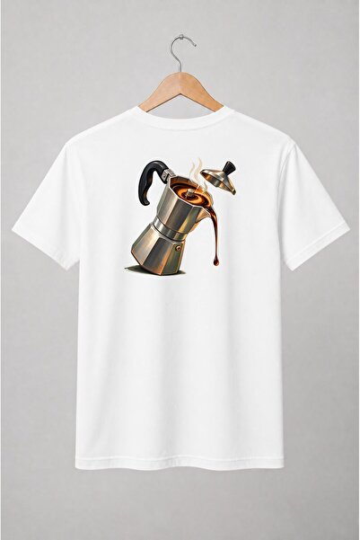 Generic Brand Tricou unisex cu Cafetieră moka cu cafea – stil industrial