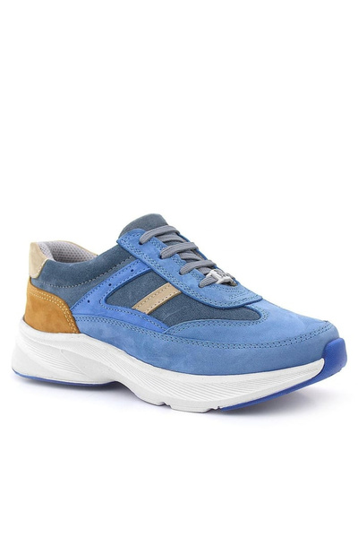 OrtopedikAL Rakerplus 3804-Matab Blue Tan 100% Leather Men's Casual Sneakers ...
