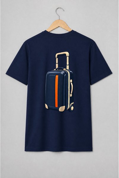 Generic Brand Tricou unisex cu Valiză cu roți în stil cartoon