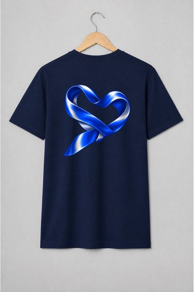 Generic Brand Tricou unisex cu Inimă din panglică albastră pentru stil romantic