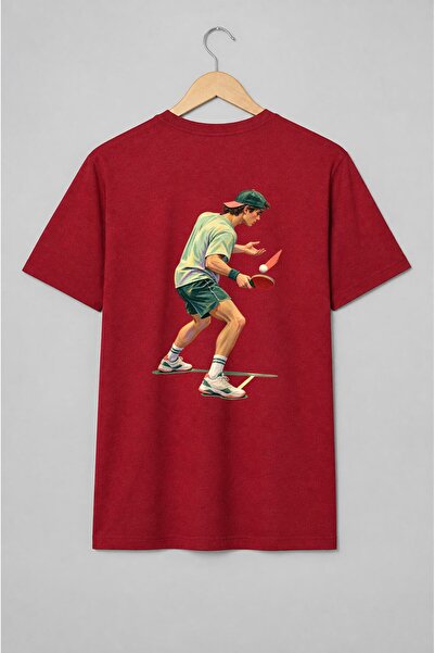 Generic Brand Tricou unisex cu Jucător de tenis de masă în acțiune stil retro