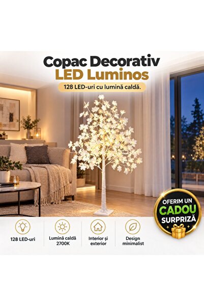 Zâna Casei Διακοσμητικό φωτιζόμενο δέντρο με 128 LED, θερμό λευκό φως 2700K, ...