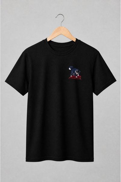 Generic Brand Tricou unisex cu Pisică tuxedo pe pernă de catifea