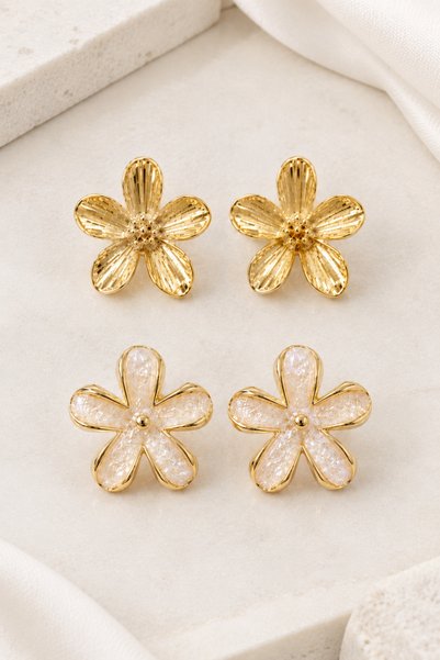 MRK 2-Piece Earring Set Floral Earrings
