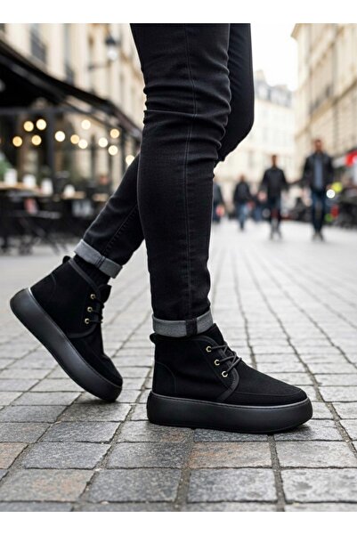 BOA Aba0550 Men's Style Sports Boots with Fur Inside and Laces on Black Sole
