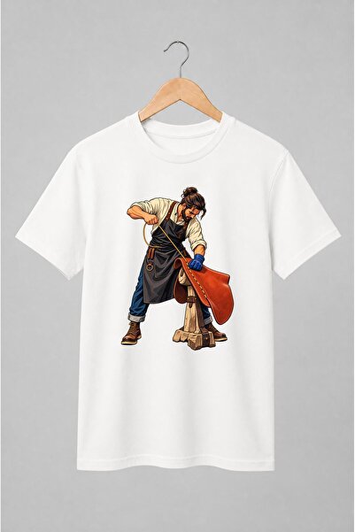 Generic Brand Tricou unisex cu Meșter pielar la lucru, ilustrație vintage