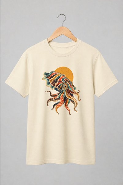 Generic Brand Tricou unisex cu Sepie marină vintage