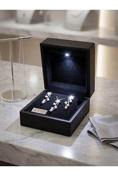 Papatya Silver 925 Ayar Gümüş Özel Tasarım Sedeli İnci Kolye Küpe Set