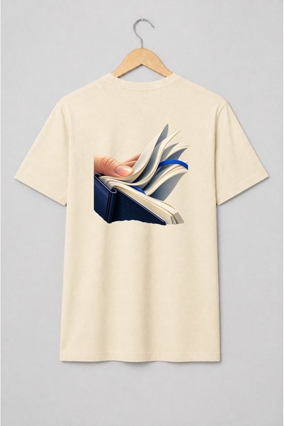 Generic Brand Tricou unisex cu Carte deschisă cu pagini răsfoite pentru cititori