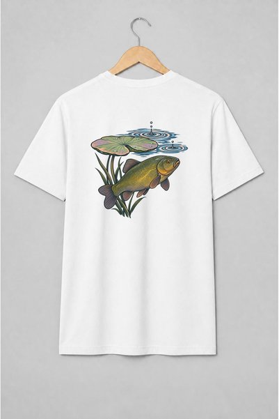 Generic Brand Tricou unisex cu Pește de apă dulce printre nuferi pentru pescari