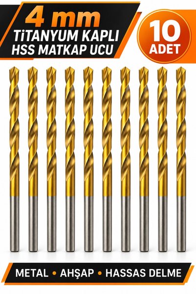 Trendhane Matkap ucu 4 mm 10 adet titanyum